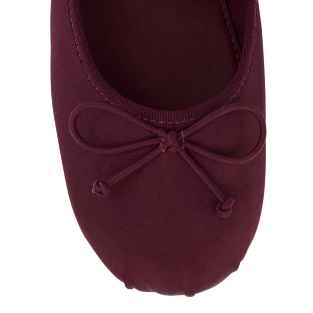 Rose Ballet Flat in Bordeaux Satin Satin