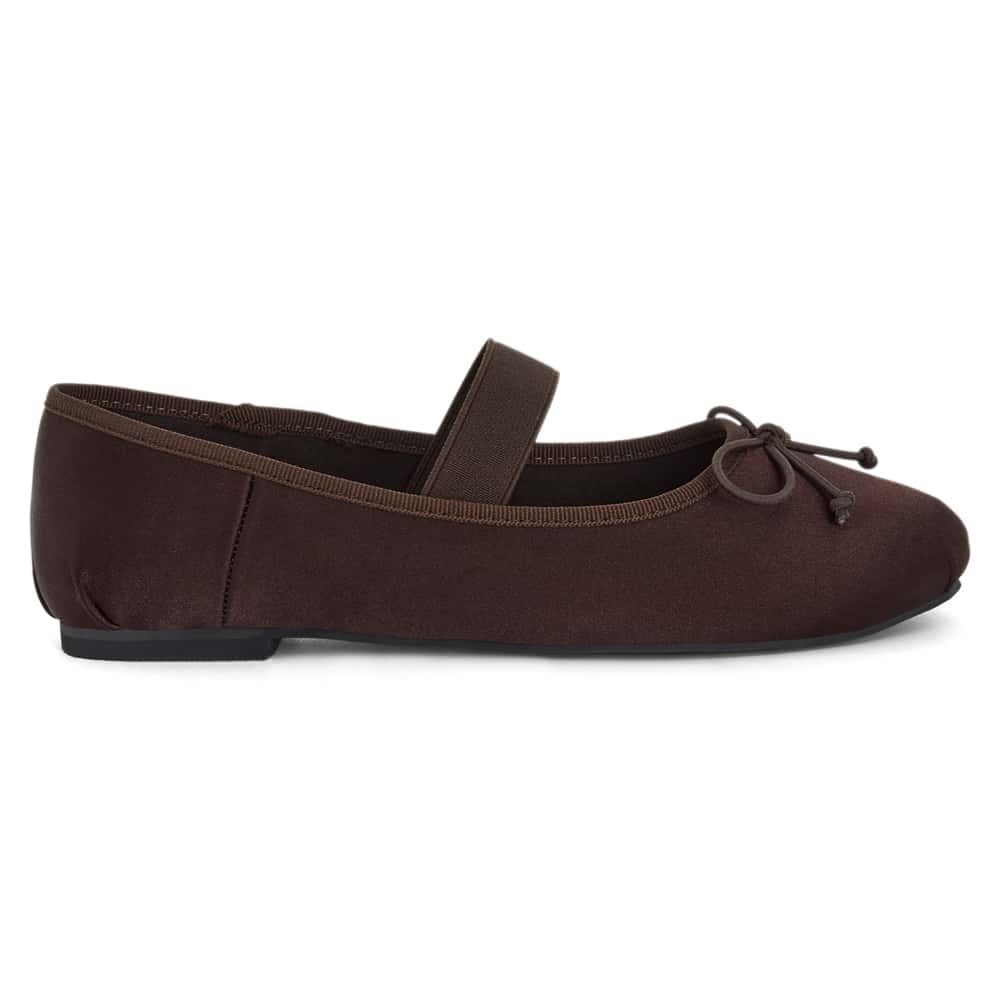 Rose Ballet Flat in Chocolate Satin Satin