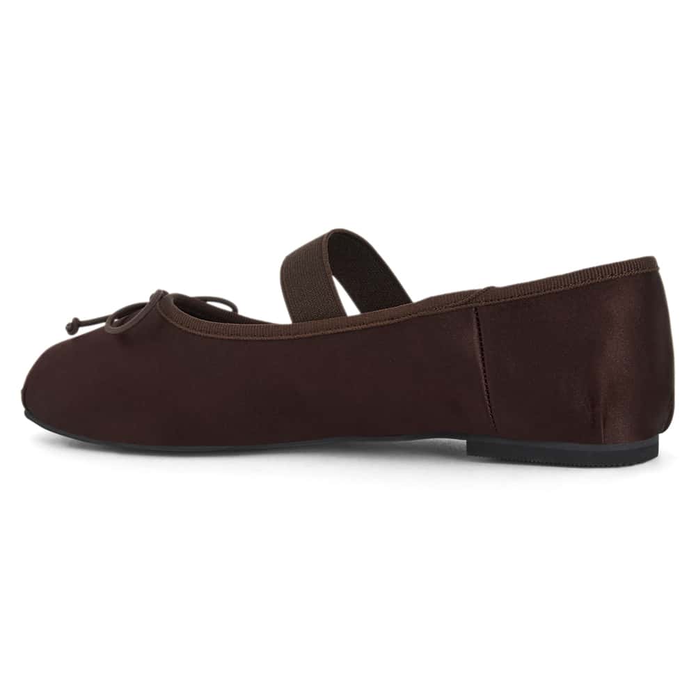 Rose Ballet Flat in Chocolate Satin Satin