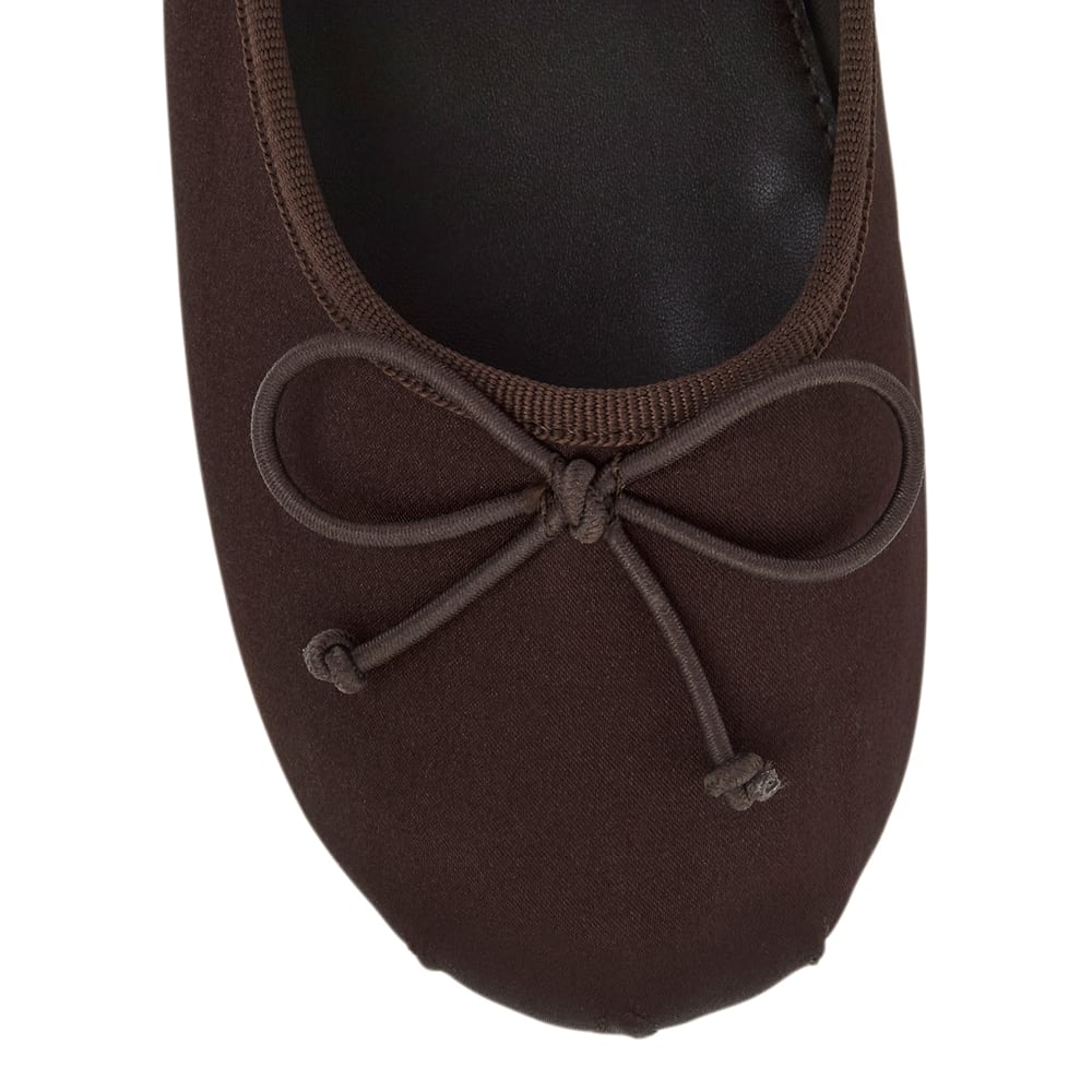 Rose Ballet Flat in Chocolate Satin Satin