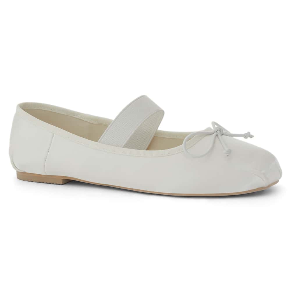 Rose Ballet Flat in Ivory Satin