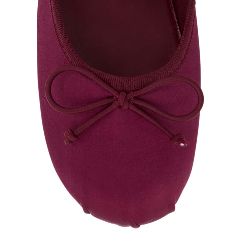 Rose Ballet Flat in Wine Satin Satin