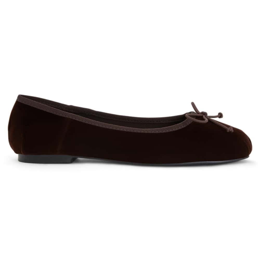 Ruby Ballet Flat in Chocolate Velvet
