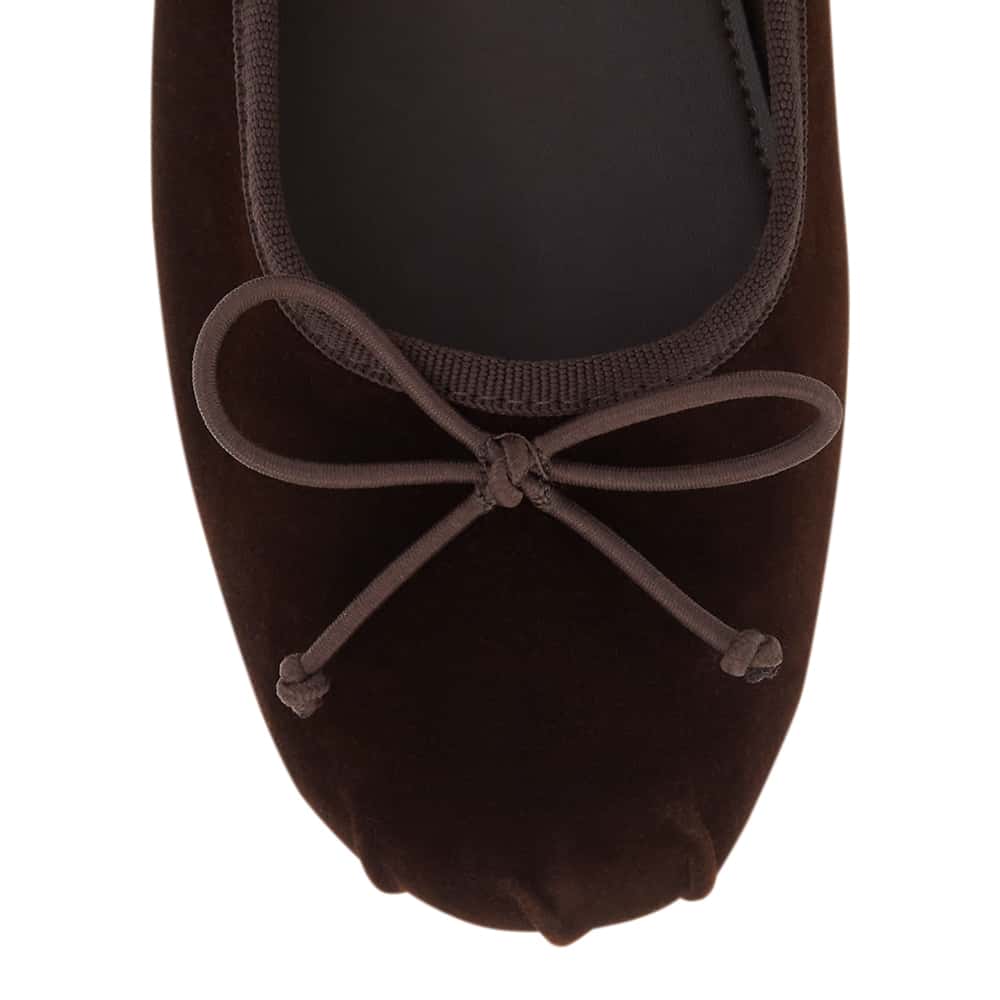 Ruby Ballet Flat in Chocolate Velvet