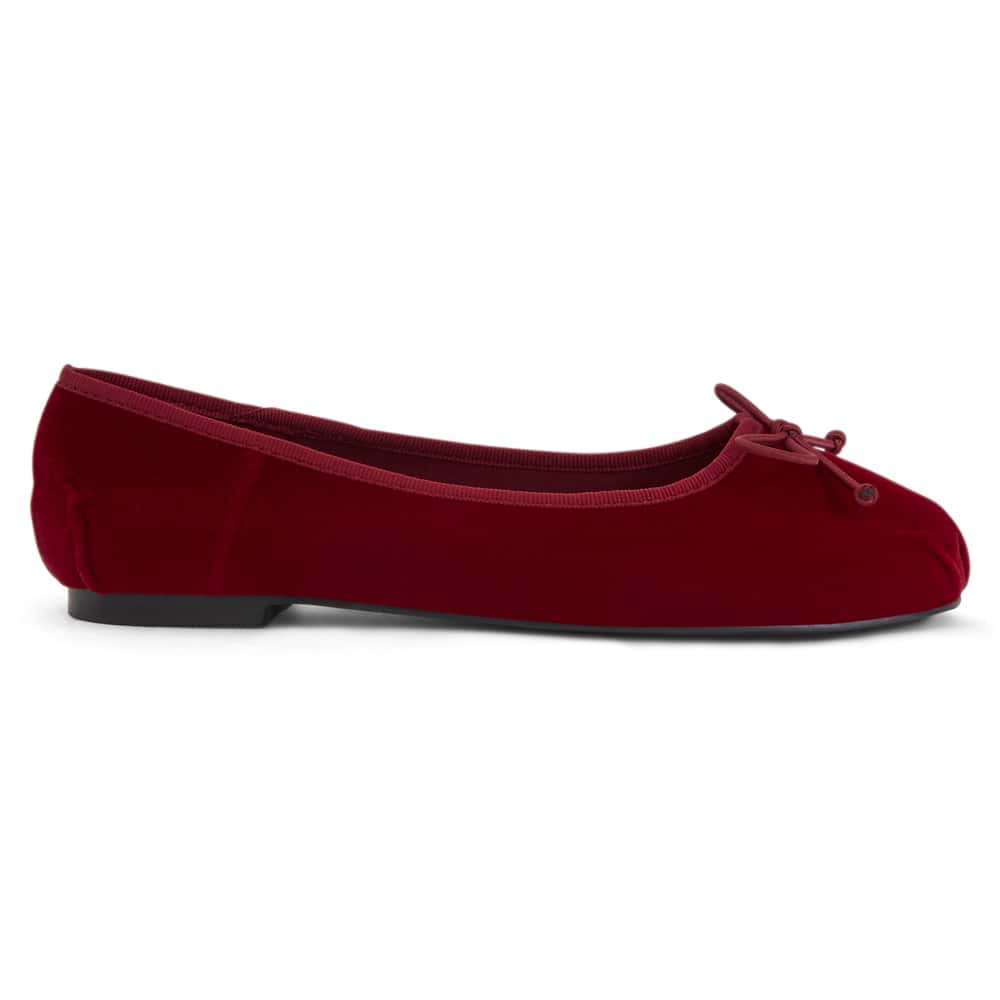 Ruby Ballet Flat in Wine Velvet