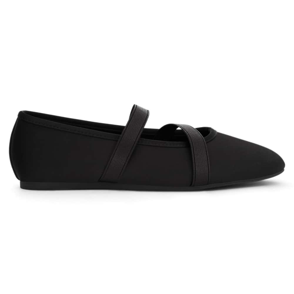 Ryla Ballet Flat in Black Satin