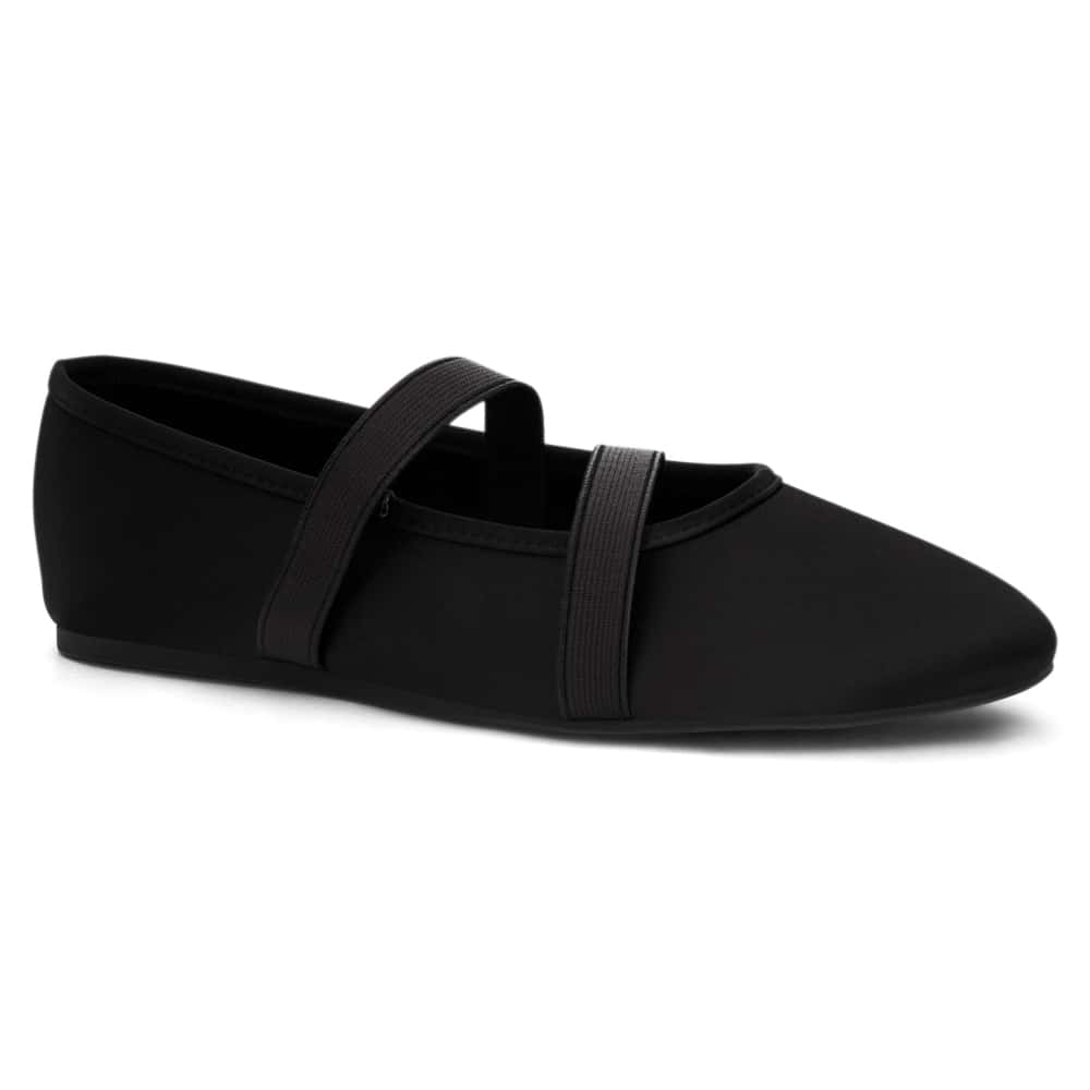 Ryla Ballet Flat in Black Satin