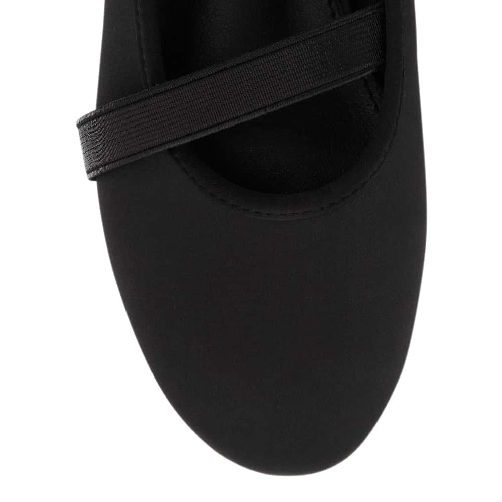 Ryla Ballet Flat in Black Satin