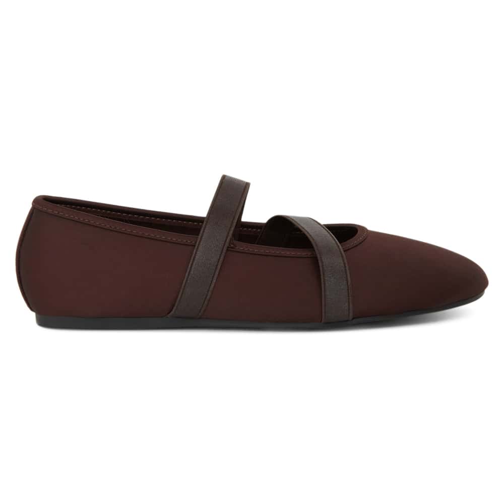 Ryla Ballet Flat in Chocolate Satin Satin