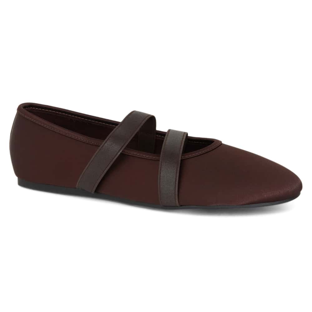 Ryla Ballet Flat in Chocolate Satin Satin