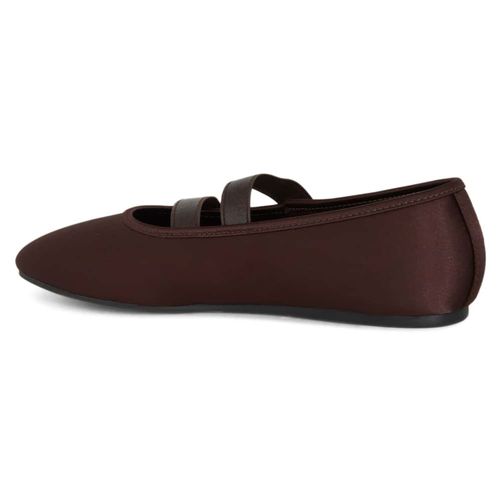 Ryla Ballet Flat in Chocolate Satin Satin