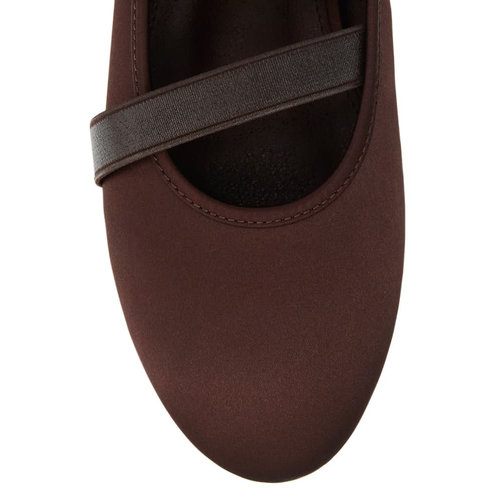 Ryla Ballet Flat in Chocolate Satin Satin
