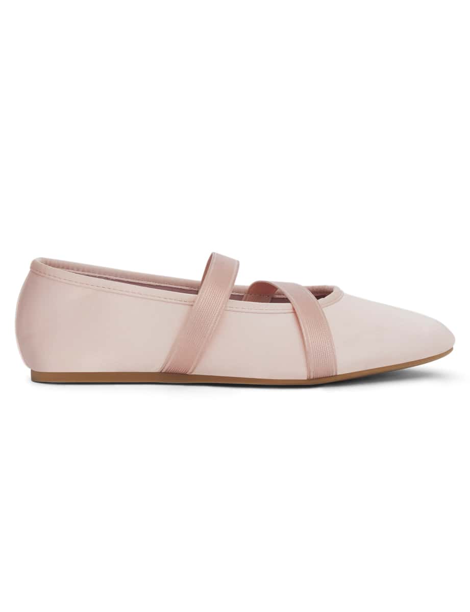 Ryla Ballet Flat in Pale Pink Satin Satin