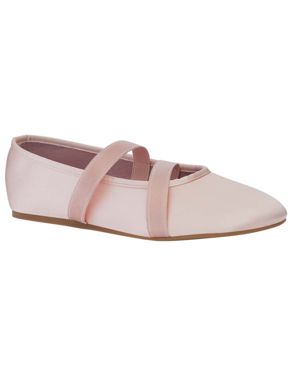 Ryla Ballet Flat in Pale Pink Satin Satin