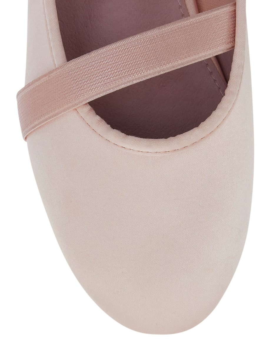 Ryla Ballet Flat in Pale Pink Satin Satin