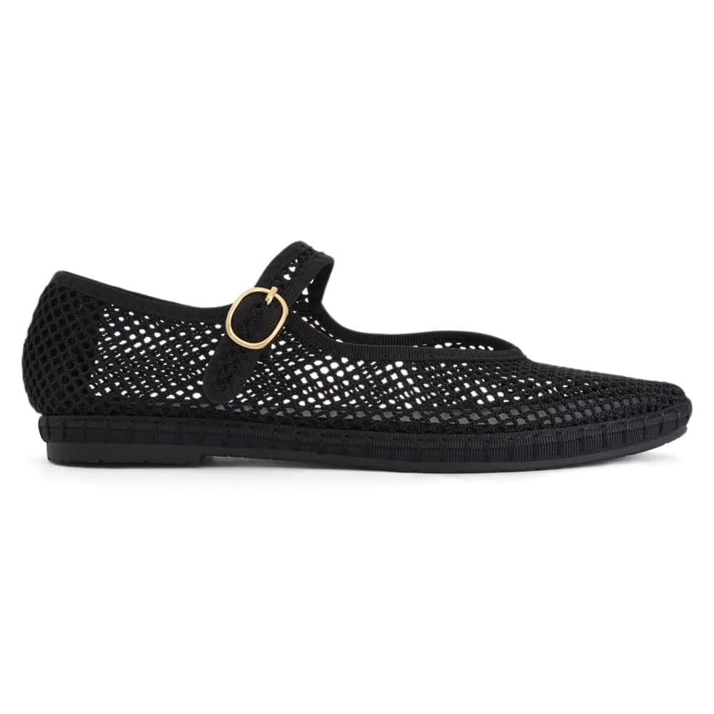 Sandra Flat in Black Mesh