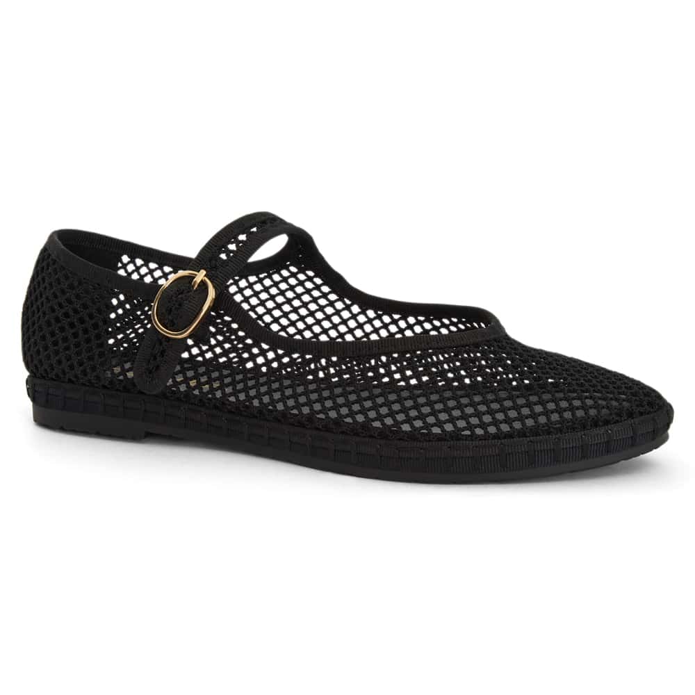 Sandra Flat in Black Mesh