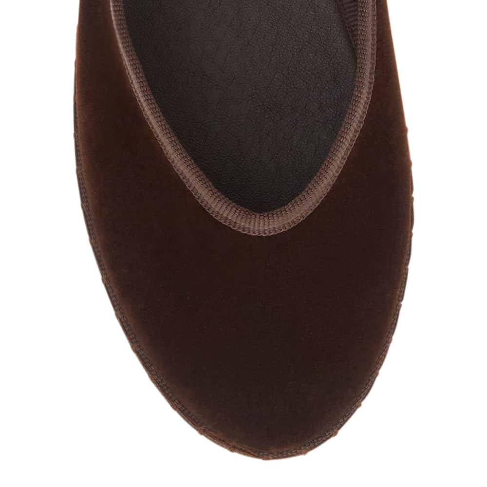 Sarina Ballet Flat in Chocolate Velvet