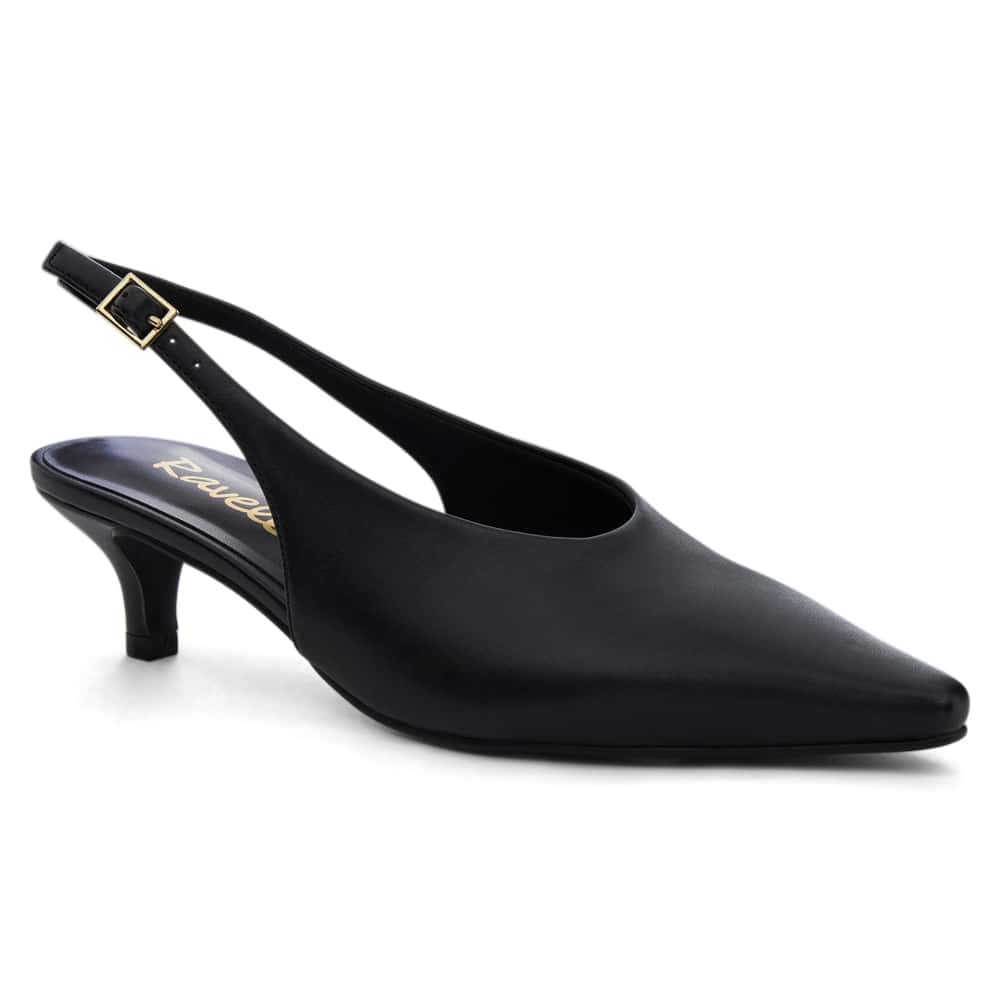 Simone Heel in Black Smooth