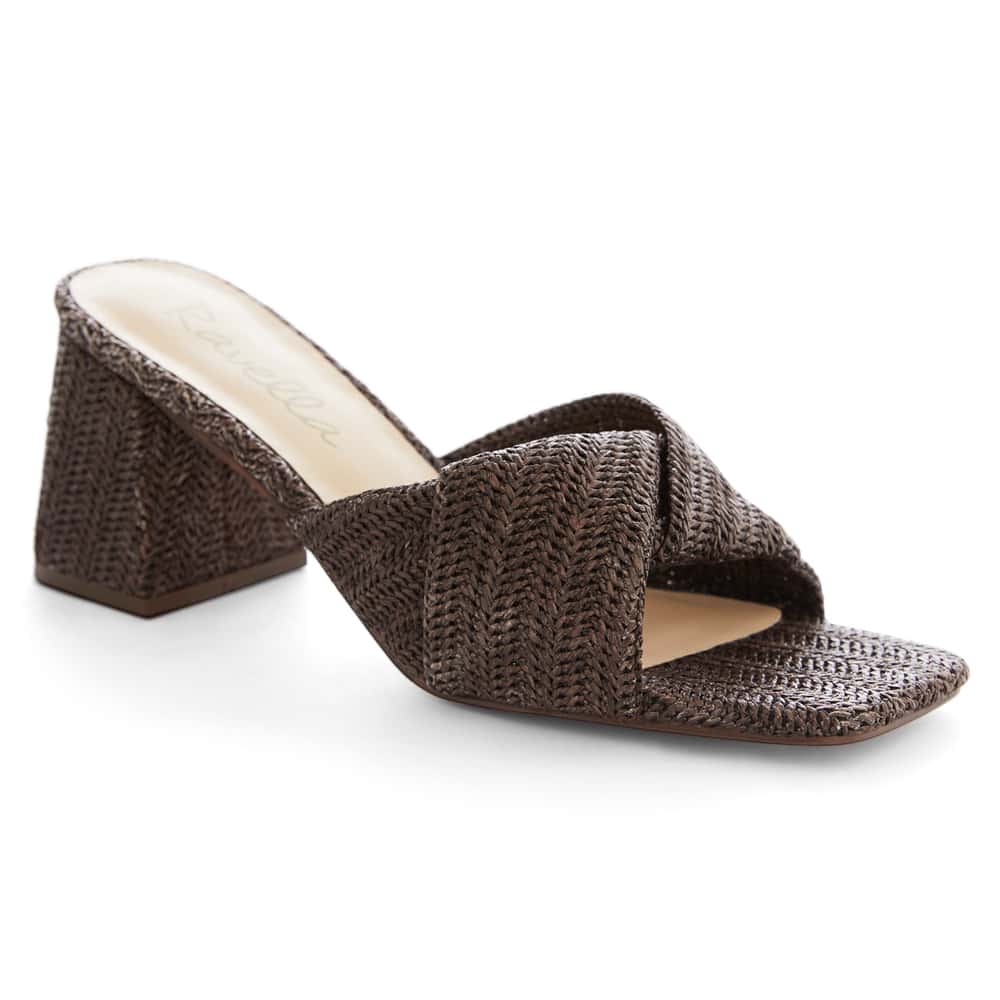 Skye Heel in Chocolate Raffia