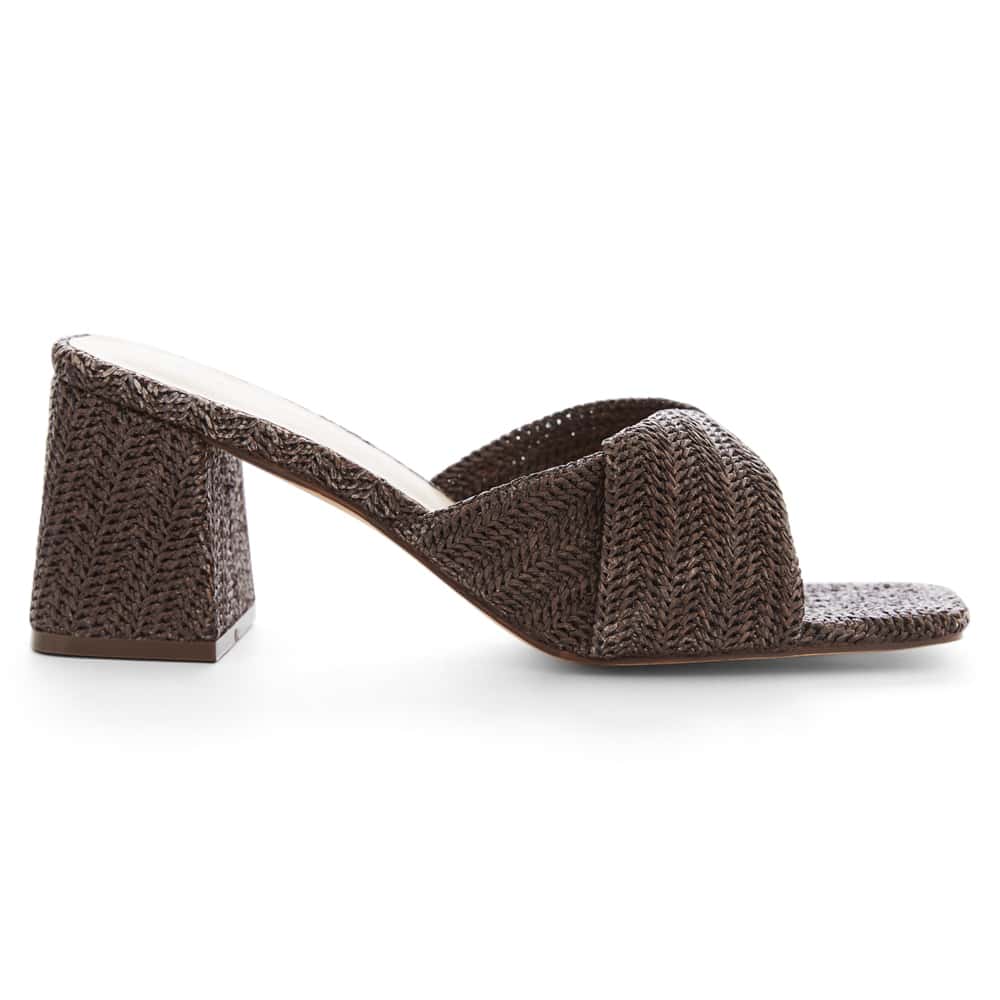 Skye Heel in Chocolate Raffia