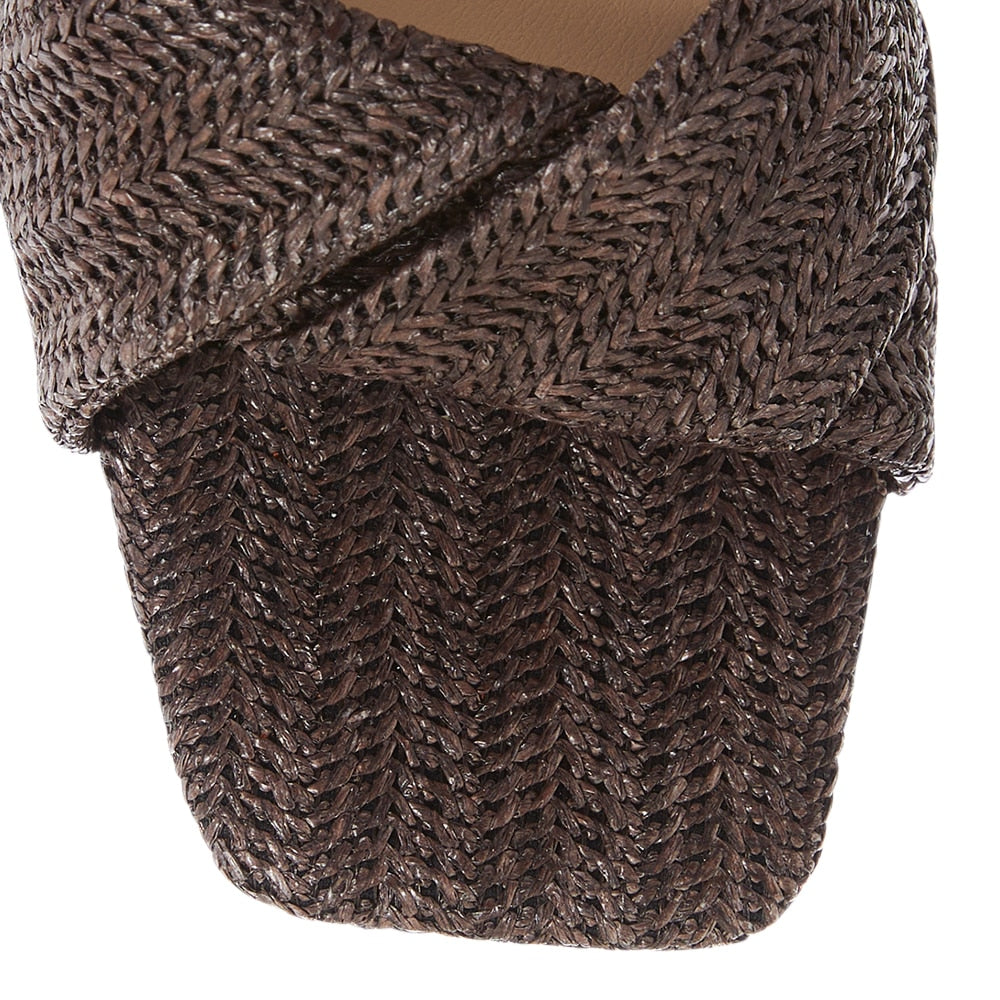 Skye Heel in Chocolate Raffia