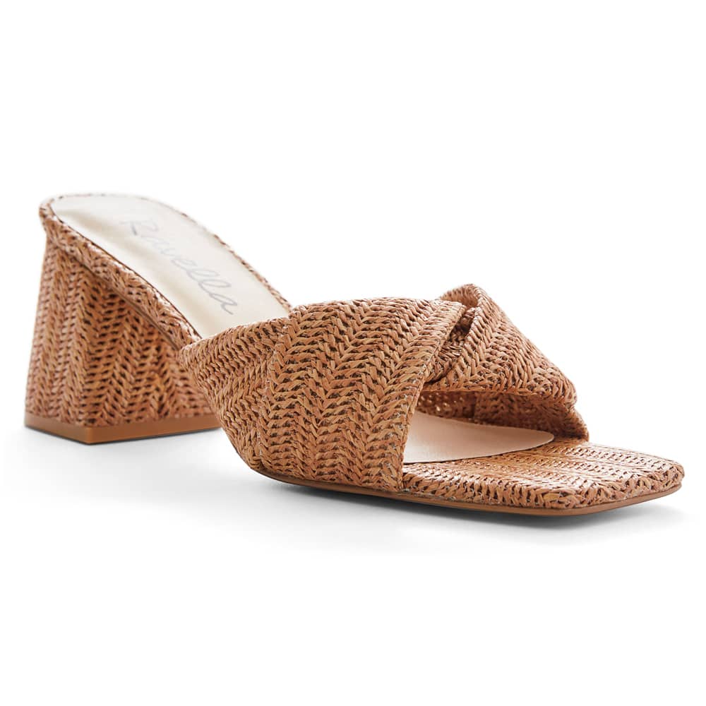 Skye Heel in Tan Raffia