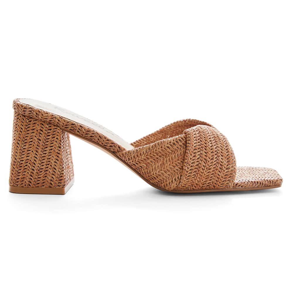Skye Heel in Tan Raffia
