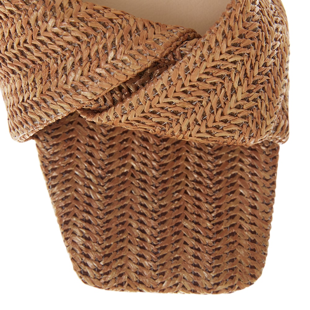 Skye Heel in Tan Raffia