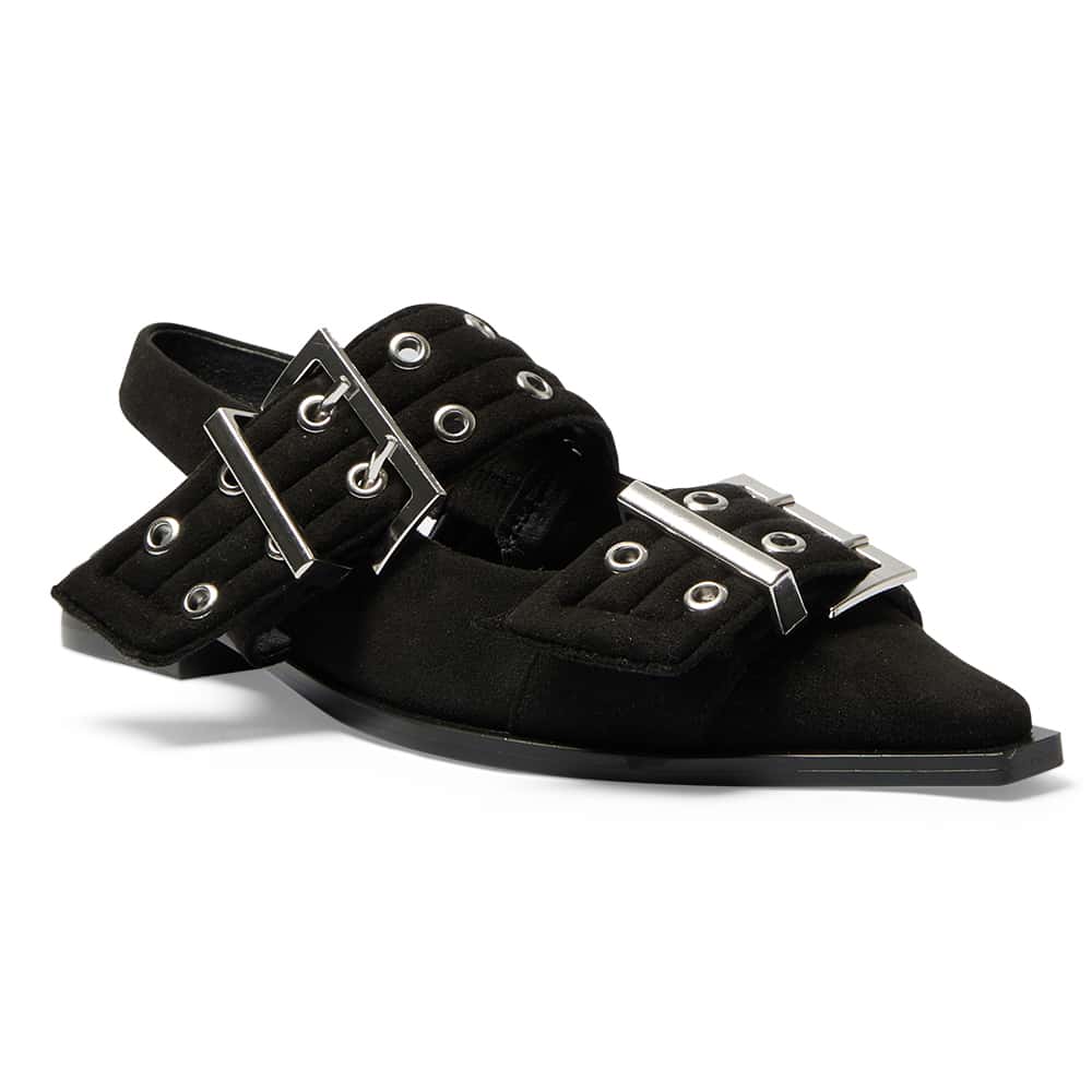 Suzie Ballet Flat in Black Suede