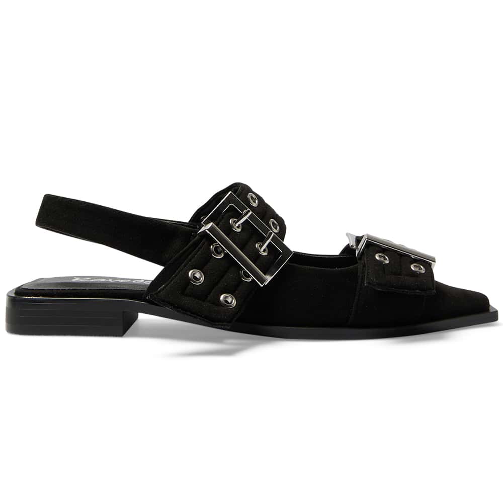 Suzie Ballet Flat in Black Suede