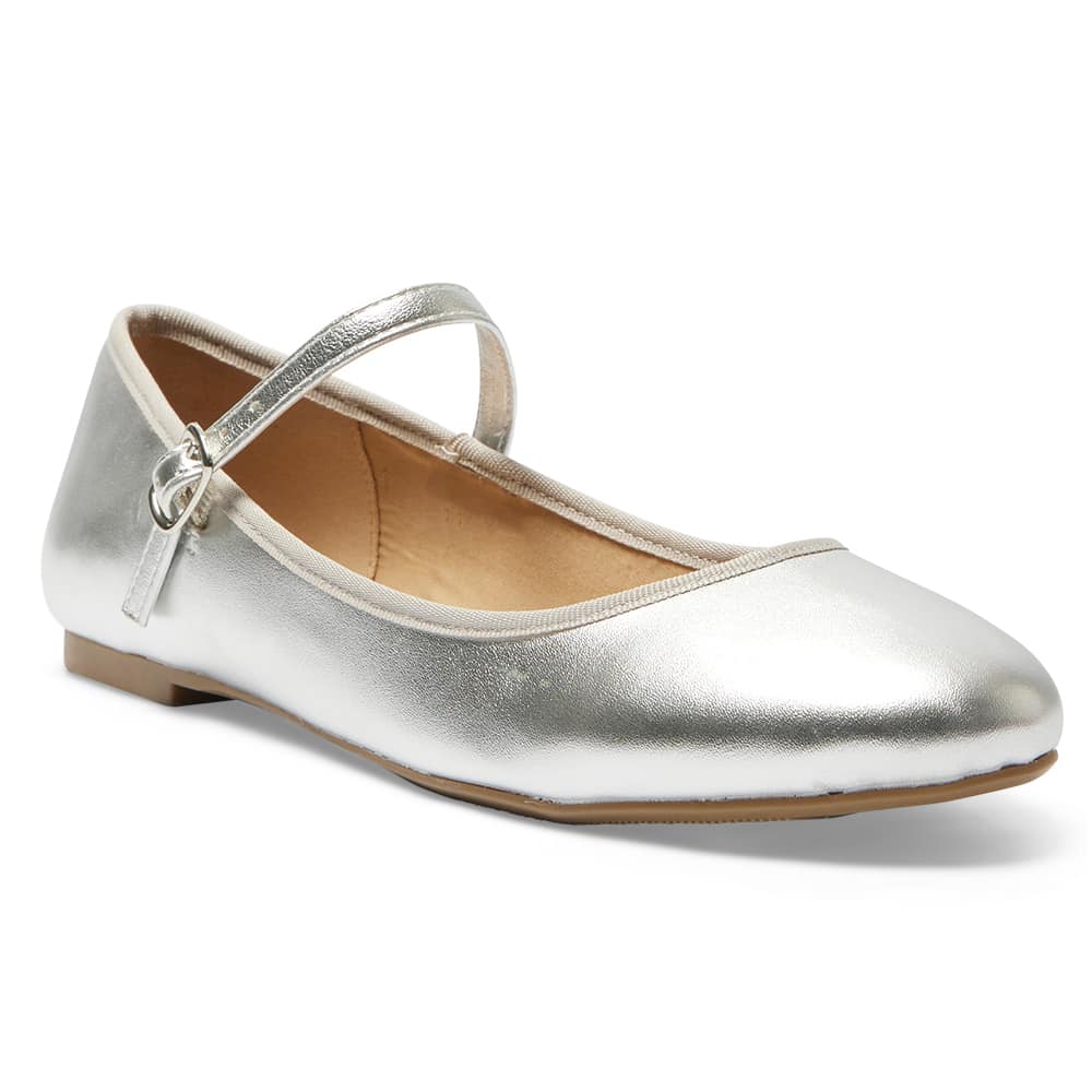 Sweet Ballet Flat in Silver Metallic