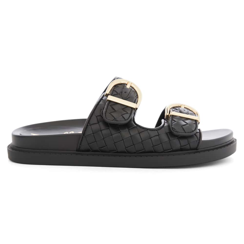 Tatum Slide in Black Smooth
