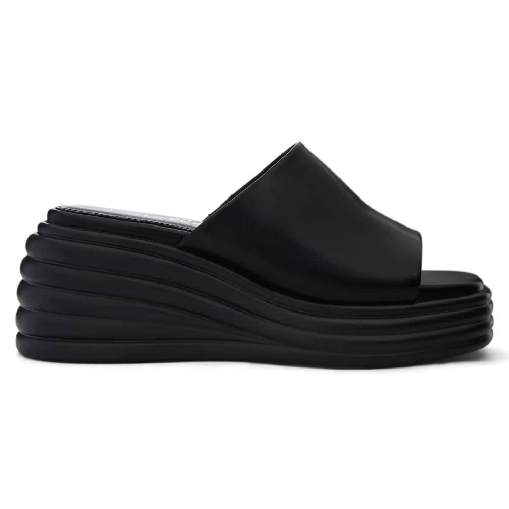 Thea Wedge in Black Smooth