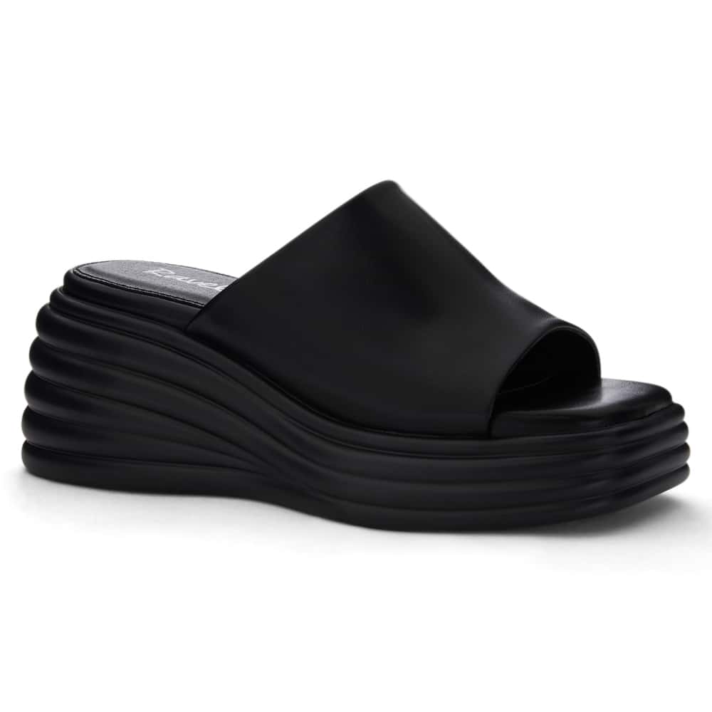 Thea Wedge in Black Smooth