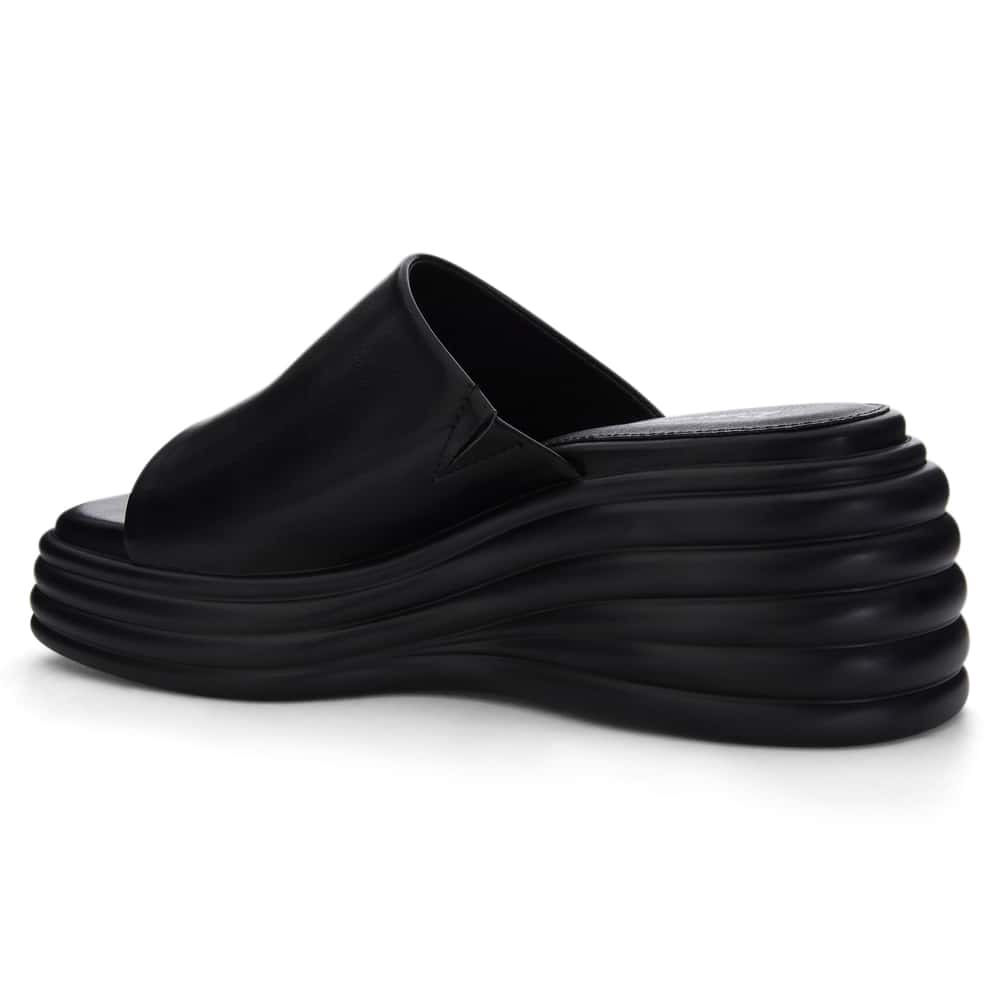 Thea Wedge in Black Smooth