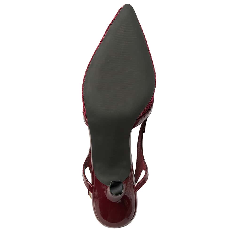 Valencia Heel in Cherry Mesh Patent