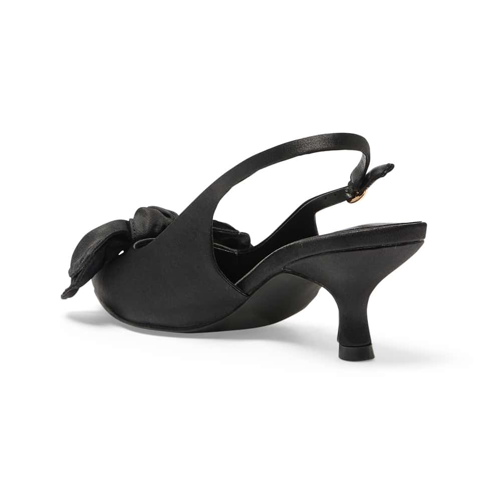 Violet Heel in Black Satin