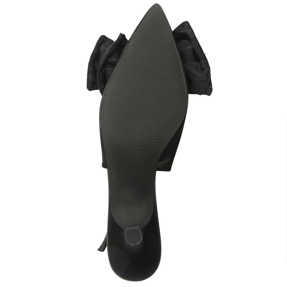 Violet Heel in Black Satin