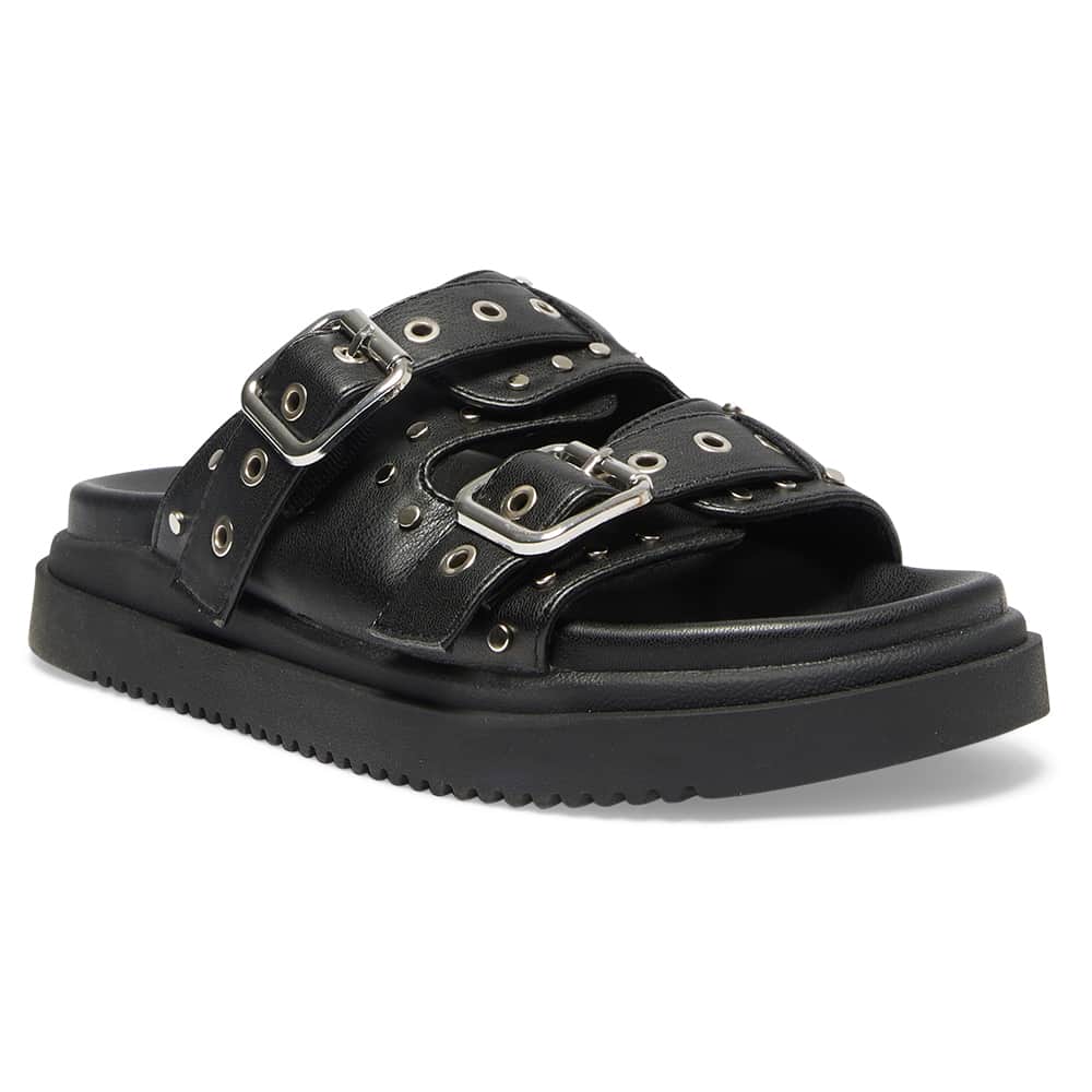 Zora Sandal in Black Smooth