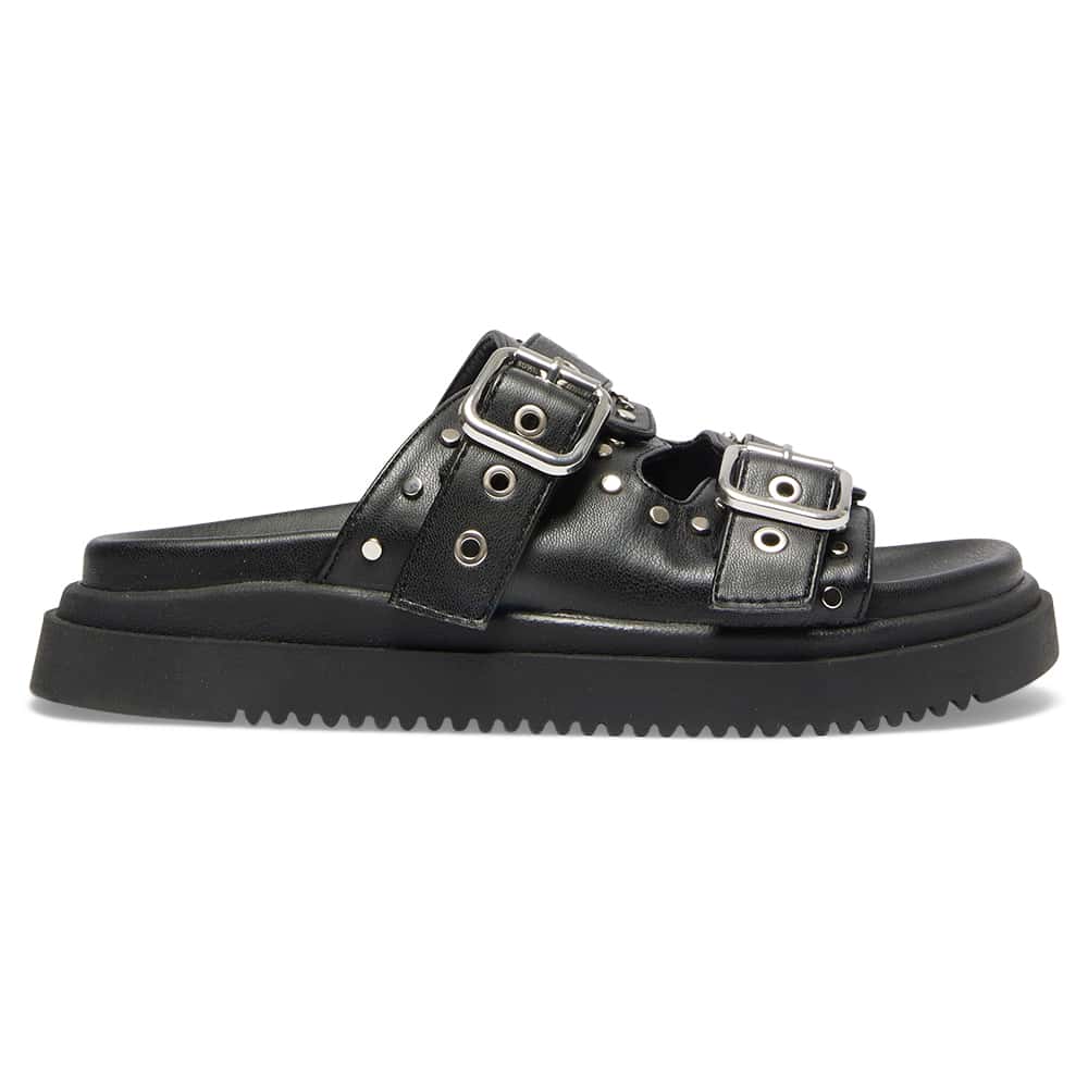 Zora Sandal in Black Smooth