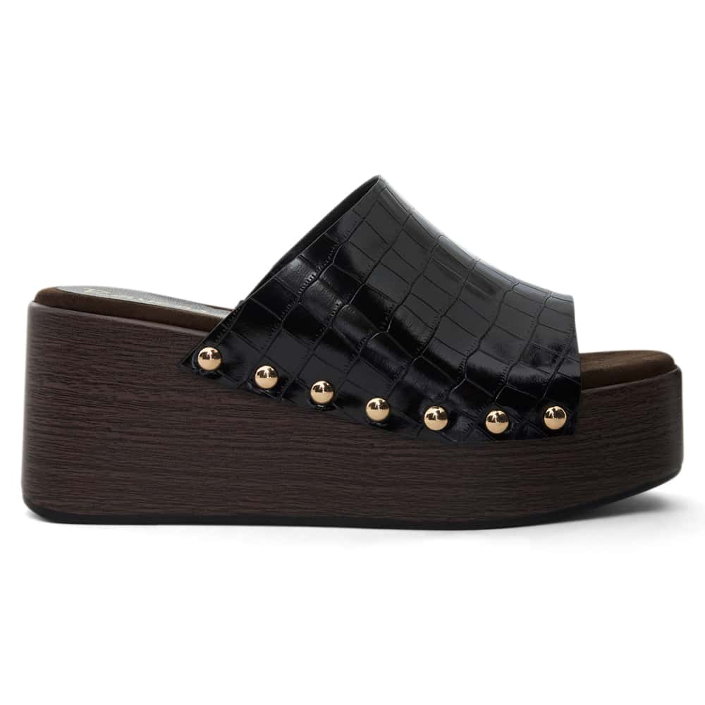 Zuri Slide in Black Croc