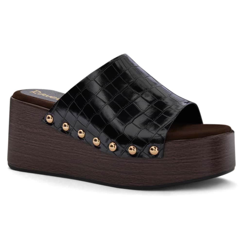 Zuri Slide in Black Croc