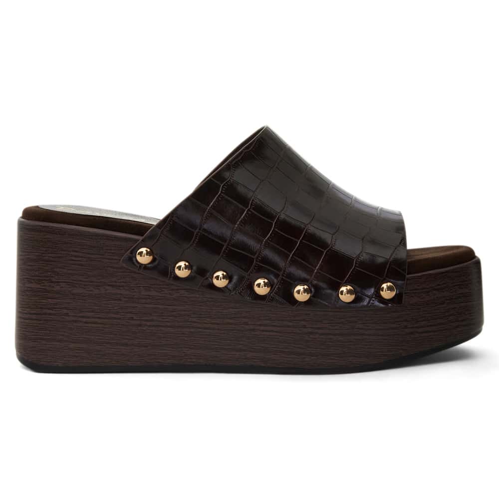 Zuri Slide in Chocolate Croc Croc