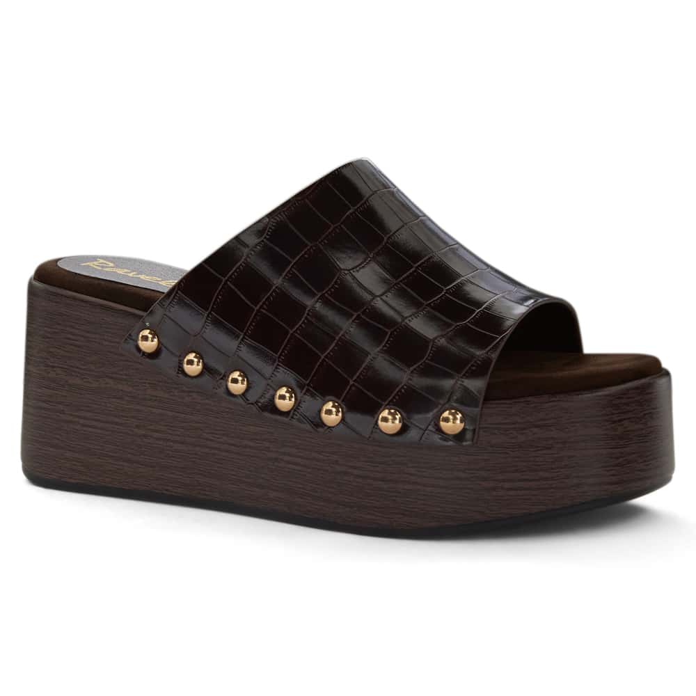 Zuri Slide in Chocolate Croc Croc