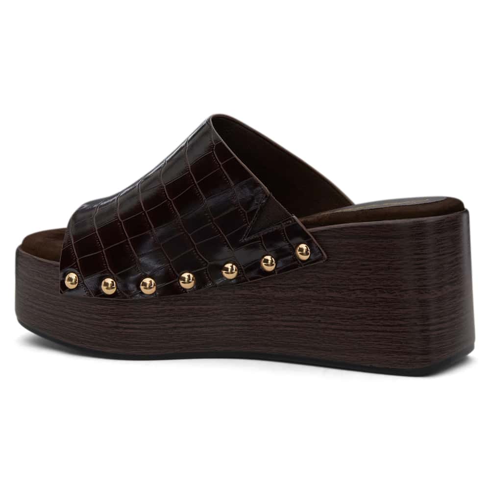 Zuri Slide in Chocolate Croc Croc