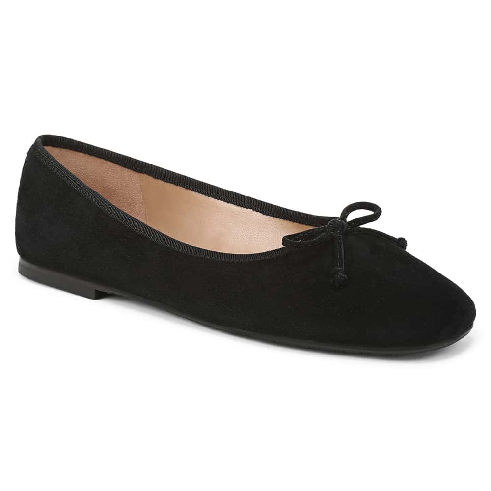 Alie Ballet Flat in Black Suede
