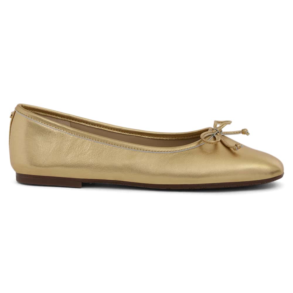 Alie Ballet Flat in Amber Gold  Leather
