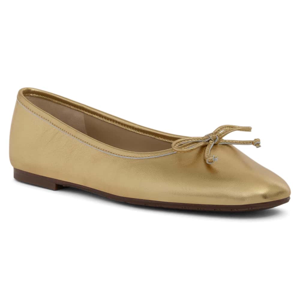 Alie Ballet Flat in Amber Gold  Leather