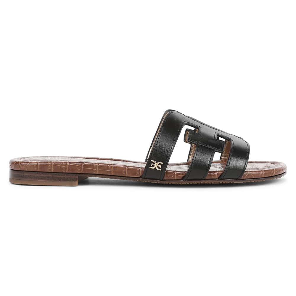 Bay Slide in Black Leather